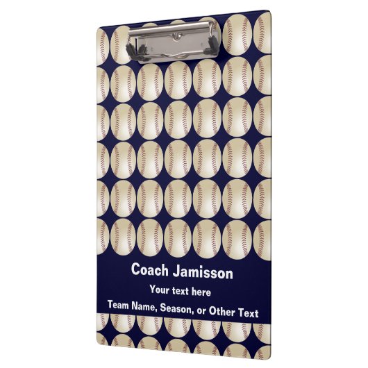 Donkerblauw, honkbal, naam, cadeau voor coach klembord (Links)