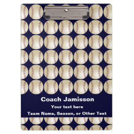 Donkerblauw, honkbal, naam, cadeau voor coach klembord