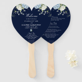 Donkerblauw Hydrangea Bloemen Huwelijksprogramma Handwaaier