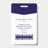 Donkerblauw ID Foto Logo & Barcode Professional Badge (Back)
