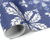 donkerblauw inpakpapier met een witte vlinder (Rol Hoek)