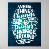 Donkerblauw Inspirerend Citat Muurkunst Poster (Voorkant)
