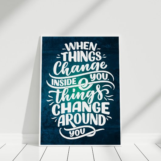 Donkerblauw Inspirerend Quote Typografie Wandkunst Poster