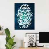 Donkerblauw Inspirerend Quote Typografie Wandkunst Poster (Thuiskantoor)