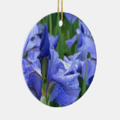 Donkerblauw Iris-Ornament Keramisch Ornament (Rechts)