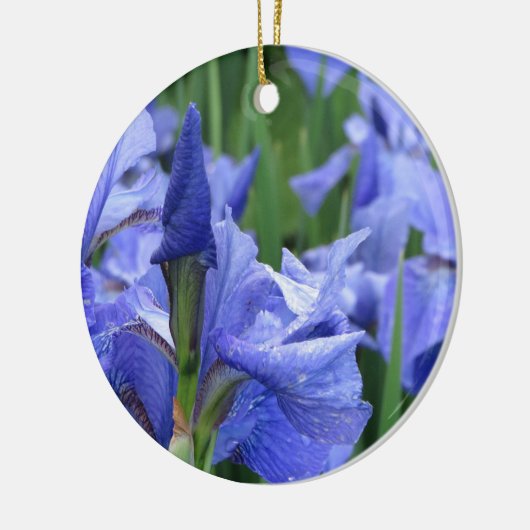 Donkerblauw Iris-Ornament Keramisch Ornament (Links)