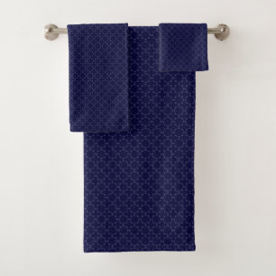 Donkerblauw islamitisch geometrisch patroon bad handdoek
