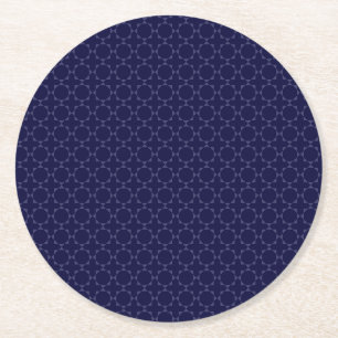 Donkerblauw islamitisch geometrisch patroon ronde kartonnen onderzetter