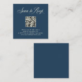 Donkerblauw Italiaanse elegantie | RSVP met QR-cod Informatiekaartje (Voorkant / Achterkant)