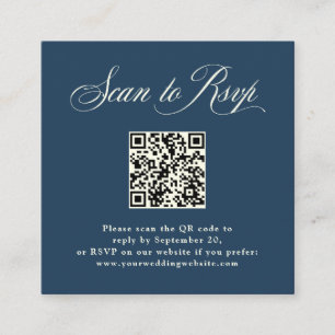 Donkerblauw Italiaanse elegantie   RSVP met QR-cod Informatiekaartje