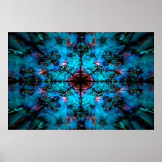 Donkerblauw kaleidoscooppatroon poster (Voorkant)