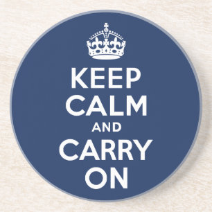 Donkerblauw kalm houden en doorgaan zandsteen onderzetter