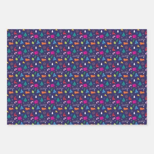🎄 donkerblauw kerstpatroon inpakpapier vel (Voorkant 3)