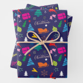 🎄 donkerblauw kerstpatroon inpakpapier vel (In situ)