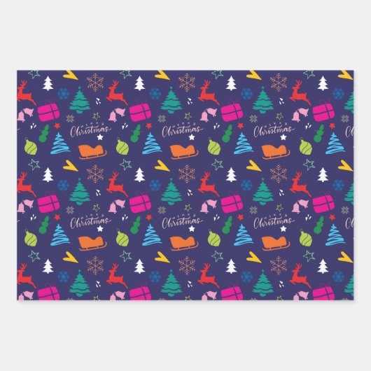 🎄 donkerblauw kerstpatroon inpakpapier vel (Voorkant)