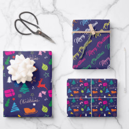 🎄 donkerblauw kerstpatroon inpakpapier vel