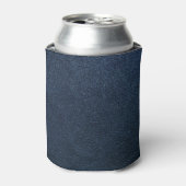 Donkerblauw lederen textuur oppervlak blikjeskoeler (Blikje Voorkant)