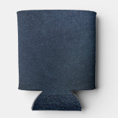 Donkerblauw lederen textuur oppervlak blikjeskoeler (Achterkant)