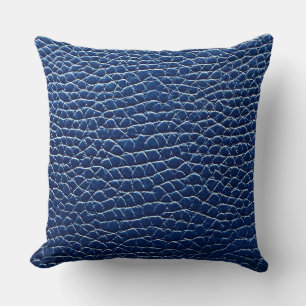 Donkerblauw leren patroon kussen