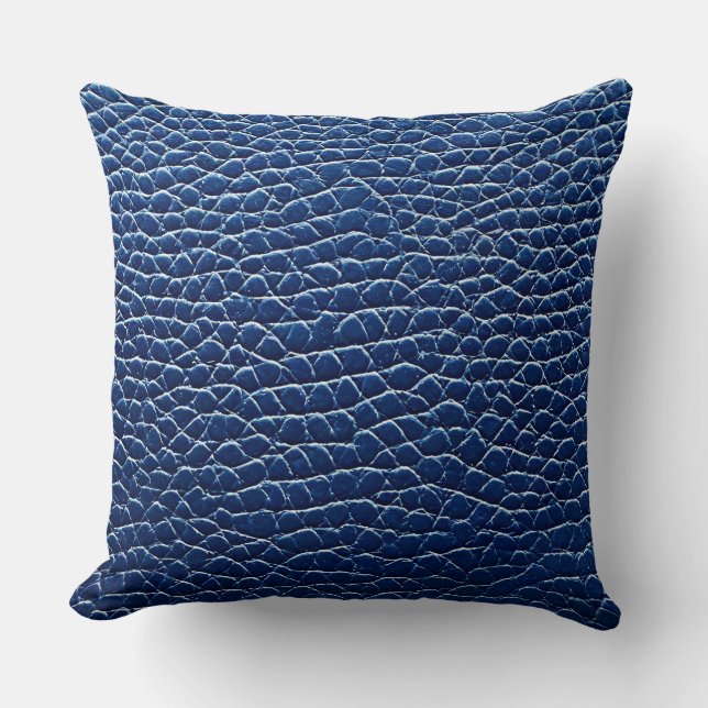 Donkerblauw leren patroon kussen (Voorkant)