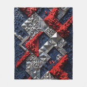 Donkerblauw Levendig Rood Zilveren Micro Mozaïek 3 Fleece Deken (Voorkant)