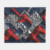 Donkerblauw Levendig Rood Zilveren Micro Mozaïek 3 Fleece Deken (Voorkant (Horizontaal))