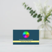 Donkerblauw Lichtgeel Chic met Logo Professional Visitekaartje (Staand voorkant)
