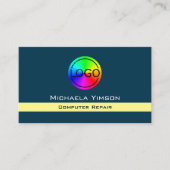 Donkerblauw Lichtgeel Chic met Logo Professional Visitekaartje (Voorkant)