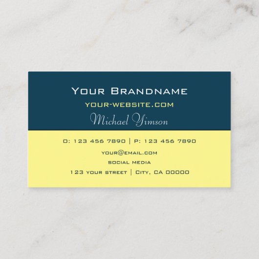 Donkerblauw Lichtgeel met Monogram Professional Visitekaartje (Achterkant)