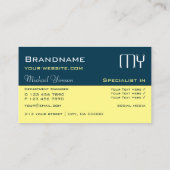 Donkerblauw Lichtgeel met professionele Initialen Visitekaartje (Achterkant)