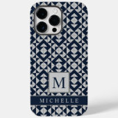  Donkerblauw Lichtgrijs Geometrisch Case-Mate iPhone Case (Achterkant)