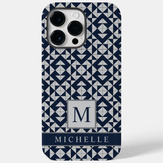  Donkerblauw Lichtgrijs Geometrisch Case-Mate iPhone Case (Achterkant)
