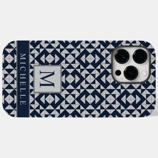  Donkerblauw Lichtgrijs Geometrisch Case-Mate iPhone Case (Achterkant (horizontaal))