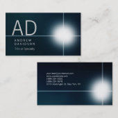 Donkerblauw lichtmonogram voor schaduwen visitekaartje (Voorkant / Achterkant)