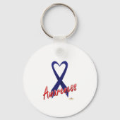 Donkerblauw lint-bewustmakingsontwerp sleutelhanger (Voorkant)