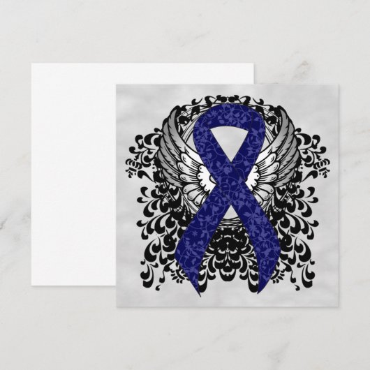 Donkerblauw lint met vleugels (Voorkant / Achterkant)