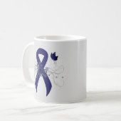 Donkerblauw lint met vlinder koffiemok (Voorkant links)