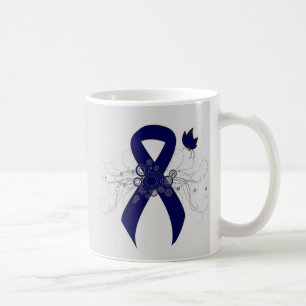 Donkerblauw lint met vlinder koffiemok