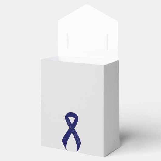 Donkerblauw lintsteunbewustzijn bedankdoosjes (Geopend)