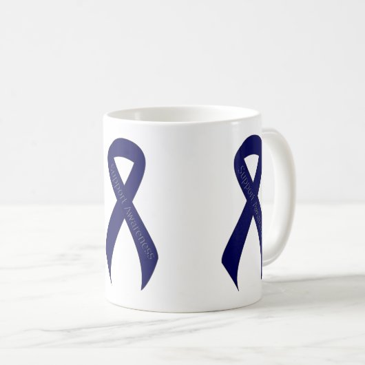 Donkerblauw lintsteunbewustzijn koffiemok (Voorkant rechts)