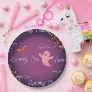 Donkerblauw Little Boo Halloween Verjaardag Bord