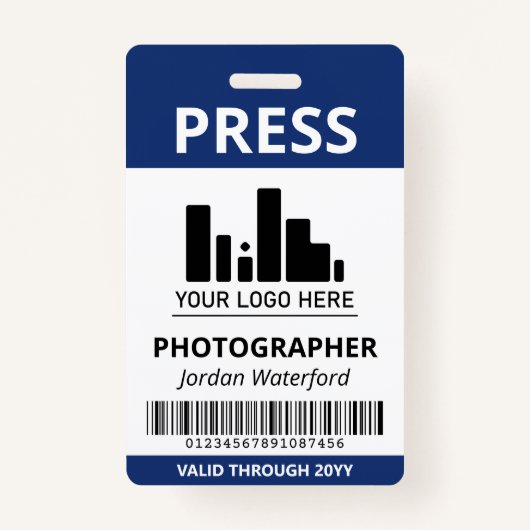 Donkerblauw Logo Bar Code Druk op ID Badge (Voorkant)