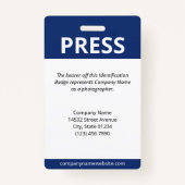 Donkerblauw Logo Bar Code Druk op ID Badge (Achterkant)