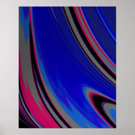 Donkerblauw magenta Abstract fractal Swirl Poster