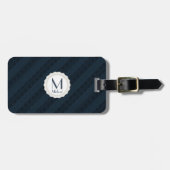Donkerblauw Mannen Monogram Bagagelabel (Voorkant horizontaal)