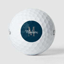 Donkerblauw Manuscript Monogram Gepersonaliseerde  Golfballen