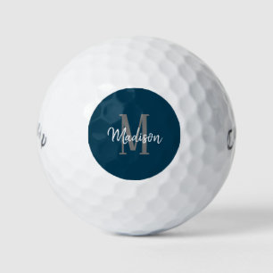 Donkerblauw Manuscript Monogram Gepersonaliseerde Golfballen