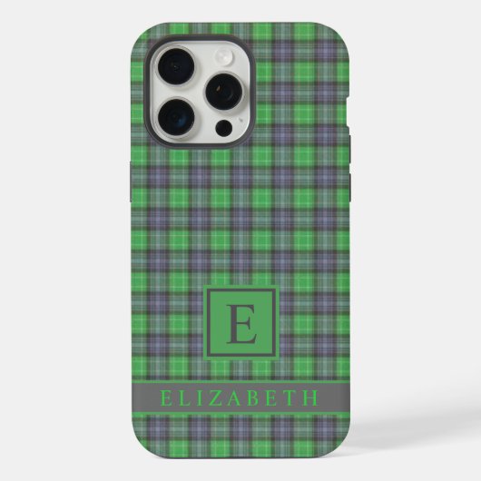  Donkerblauw marineblauw groen geruit iPhone Hoesje (Achterkant)