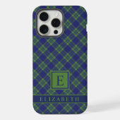  Donkerblauw marineblauw groen geruit iPhone Hoesje (Achterkant)