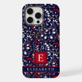  donkerblauw marineblauw rood wit paisley iPhone hoesje (Achterkant)